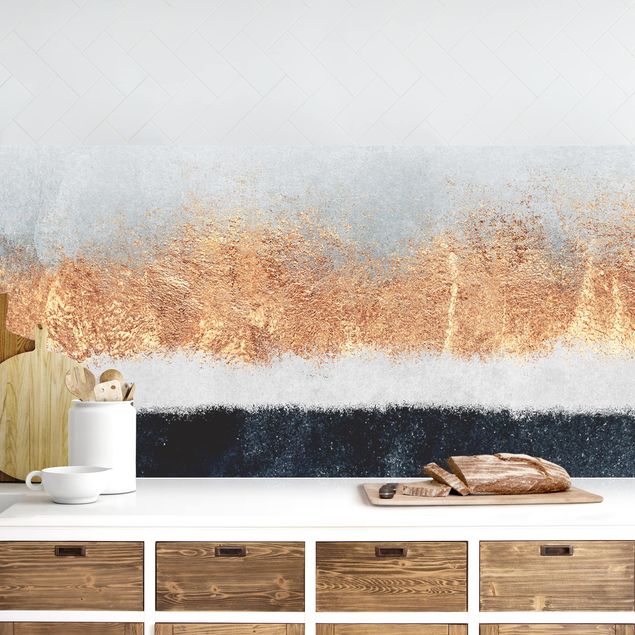Achterwand voor keuken patroon Golden Horizon Watercolour