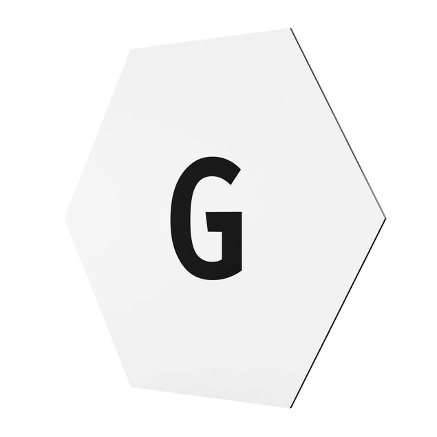 Hexagons Aluminium Dibond schilderijen Letter G White