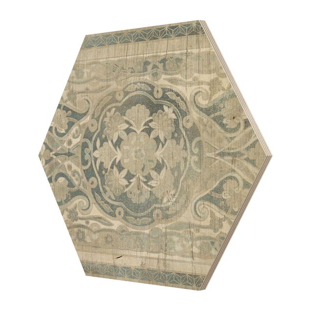 Hexagons houten schilderijen Wood Panels Persian Vintage IV