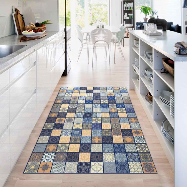 moderne vloerkleden Sunny Mediterranian Tiles With Blue Joints