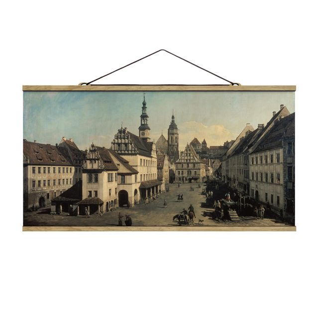 Stoffen schilderij met posterlijst Bernardo Bellotto - The Market Square In Pirna
