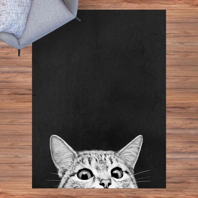 moderne vloerkleden Illustration Cat Black And White Drawing