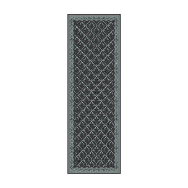 Vloerkleden grijs Art Deco Rhombic Pattern With Border