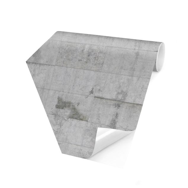 Hexagon Behang Concrete Brick Look Gray