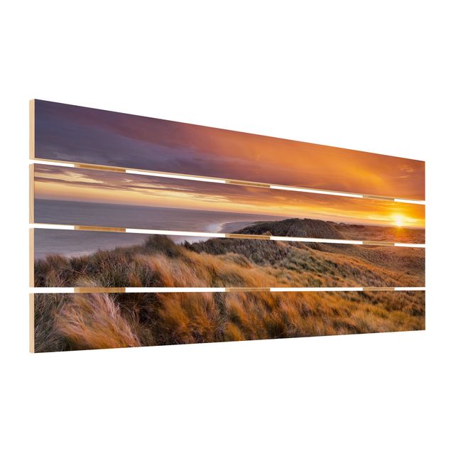 Houten schilderijen op plank Sunrise On The Beach On Sylt
