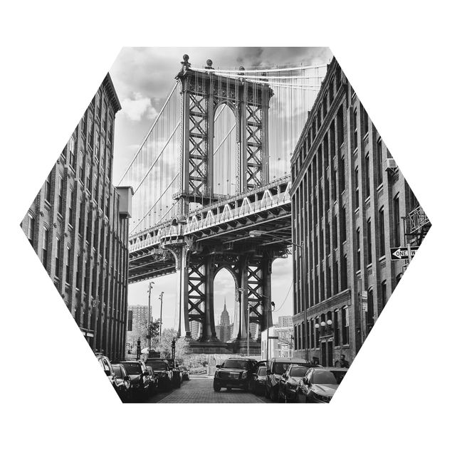 Hexagons Aluminium Dibond schilderijen Manhattan Bridge In America