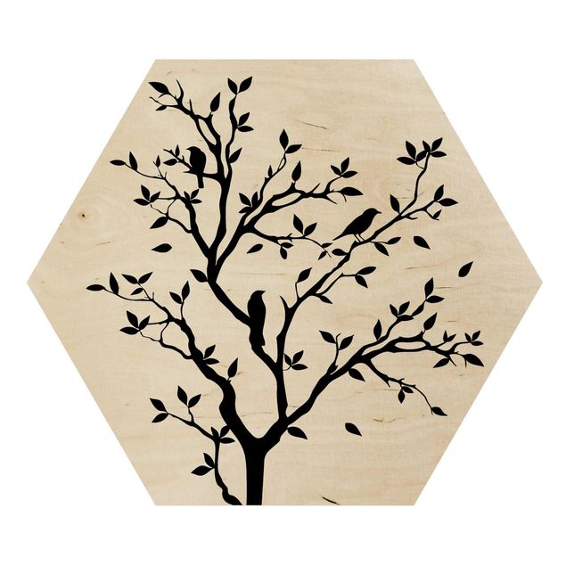 Hexagons houten schilderijen No.YK14 Chirping Tree