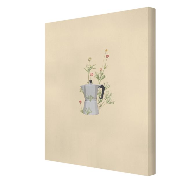Canvas schilderijen - Bialetti with flowers