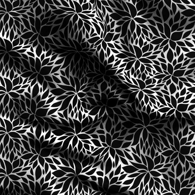 Gordijnen met patroon Leaves In Black And White