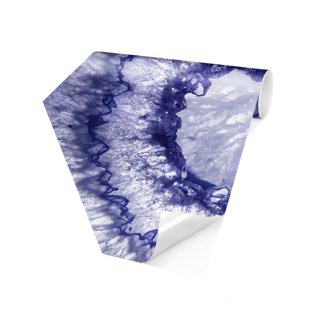 Hexagon Behang Blue Purple Crystal