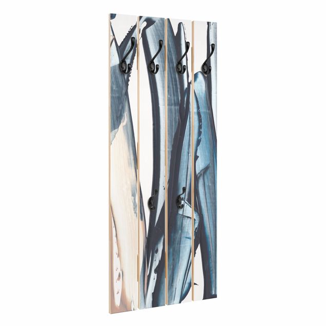 Wandkapstokken houten pallet Blue And Beige Stripes