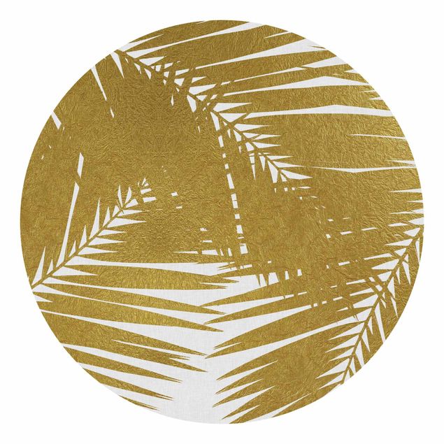 Behangcirkel View Through Golden Palm Leaves