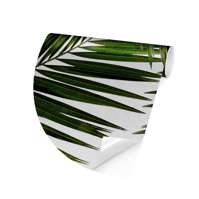 Behangcirkel View Through Green Palm Leaves