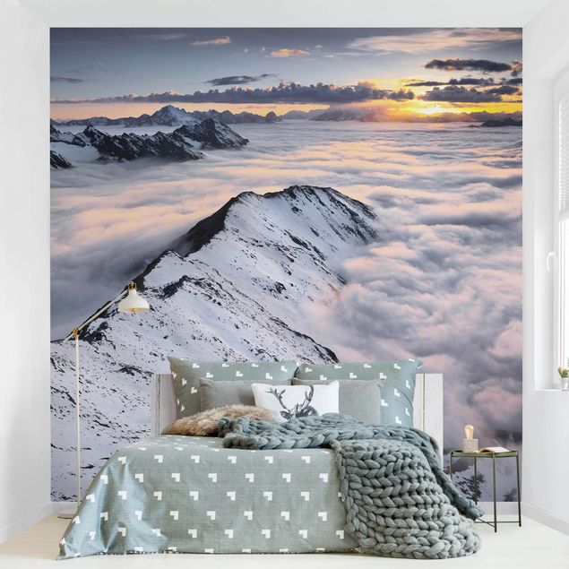 Fotobehang View Of Clouds And Mountains