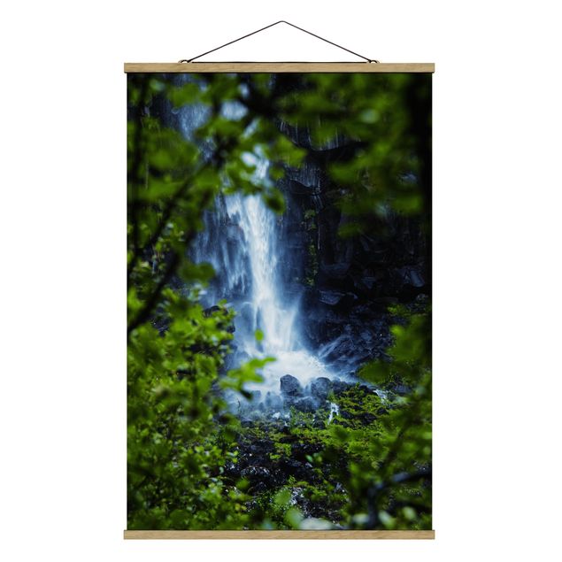 Stoffen schilderij met posterlijst View Of Waterfall