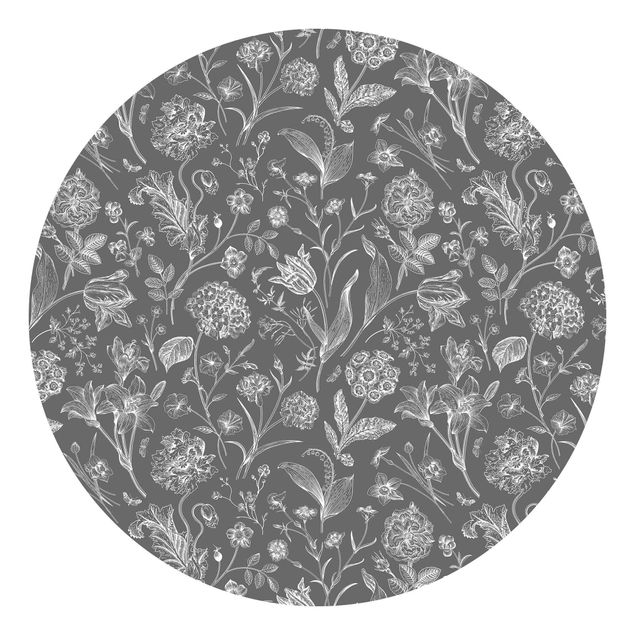 Behangcirkel Flower Dance On Grey