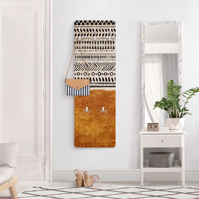 Wandkapstokken houten paneel - Boho Pattern