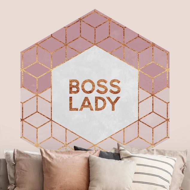 Hexagon Behang Boss Lady Hexagons Pink