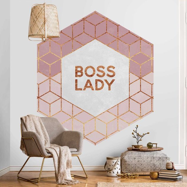 Hexagon Behang Boss Lady Hexagons Pink