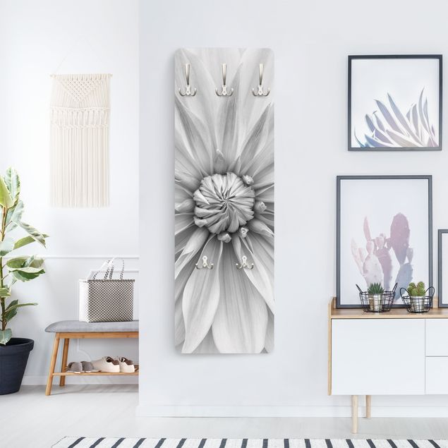 Wandkapstokken houten paneel Botanical Blossom In White