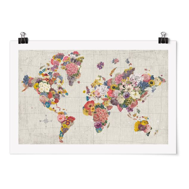 Poster - Botanical world map