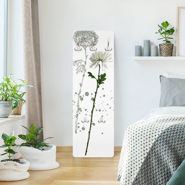 Wandkapstokken houten paneel Botanical Watercolour - Dandelion