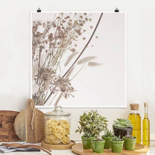 Posters Bouquet Of Ornamental Grass And Flowers