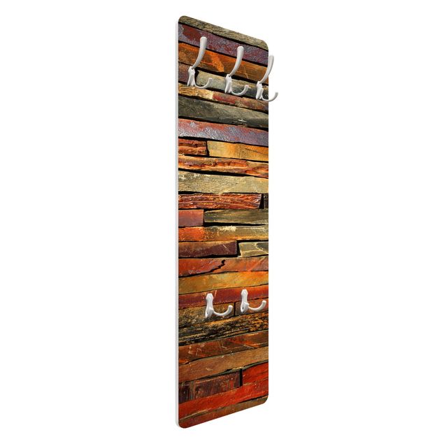 Wandkapstokken houten paneel Stack of Planks