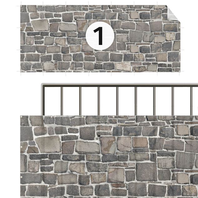 Balkonscherm doek Quarry Stone Wallpaper Natural Stone Wall