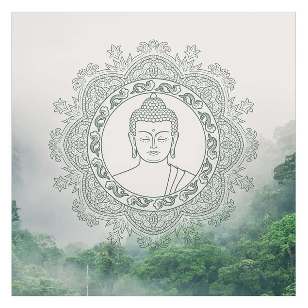 Raamfolie - Buddha Mandala In Fog