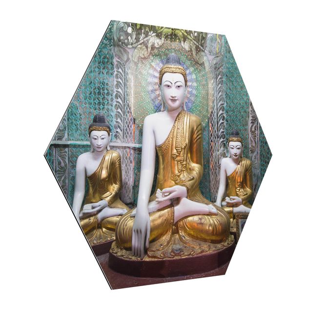 Hexagons Aluminium Dibond schilderijen Buddha Statues