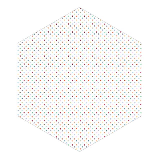 Hexagon Behang Colourful Watercolour Triangles
