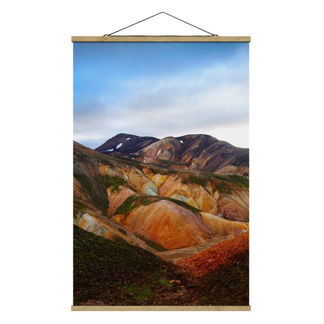 Stoffen schilderij met posterlijst Colourful Mountains In Iceland