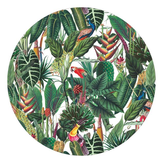 Behangcirkel Colourful Tropical Rainforest Pattern