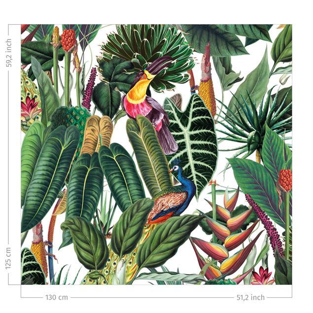 gordijn patroon Colourful Tropical Rainforest Pattern
