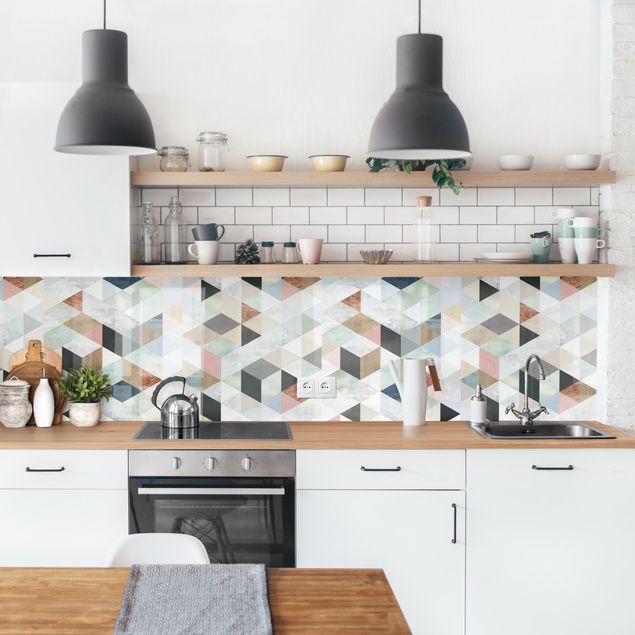 Achterwand voor keuken abstract Watercolour Mosaic With Triangles III