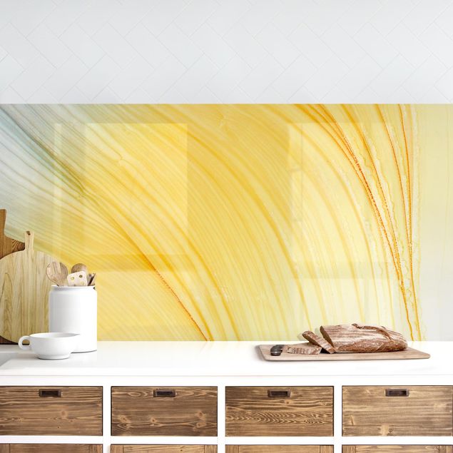 Achterwand voor keuken abstract Melierter Farbtanz in Honig