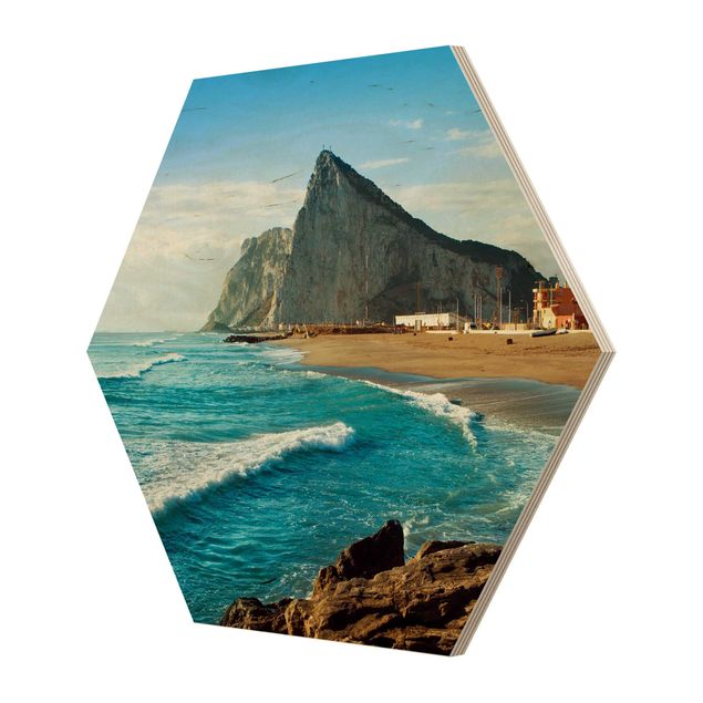 Hexagons houten schilderijen Gibraltar By The Sea