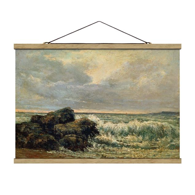 Stoffen schilderij met posterlijst Gustave Courbet - The wave