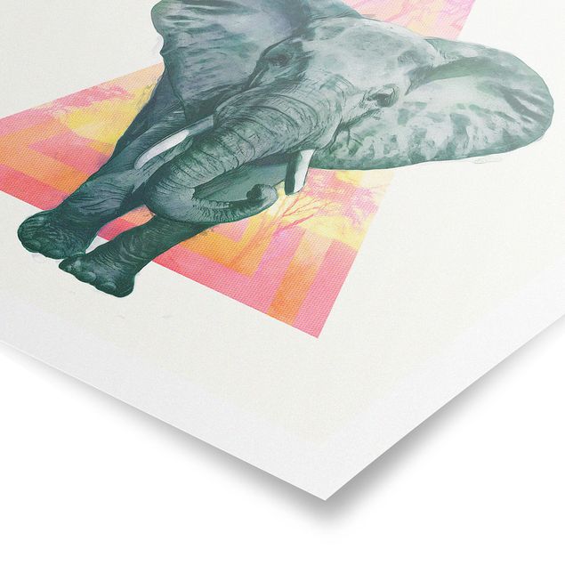 Posters Illustration Elephant Front Triangle Painting
