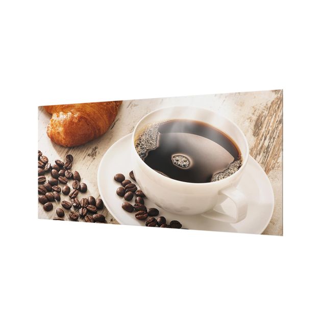Spatscherm keuken Steaming Coffee Cup With Coffee Beans