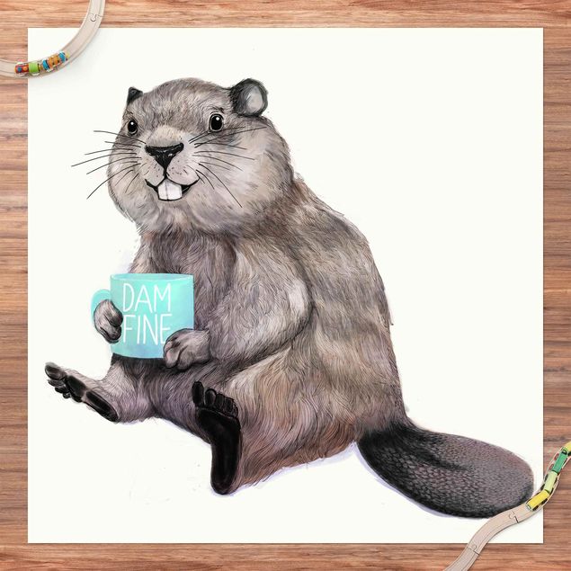 tapijt modern Illustration Beaver Wit Coffee Mug
