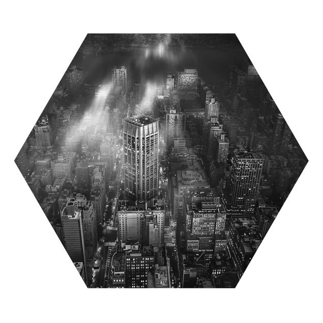 Hexagons Aluminium Dibond schilderijen Sunlight Over New York City