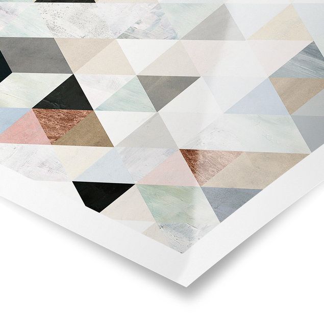 Posters Watercolour Mosaic With Triangles I