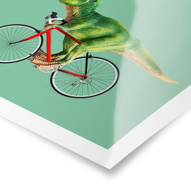 Posters Dinosaur With Bicycle