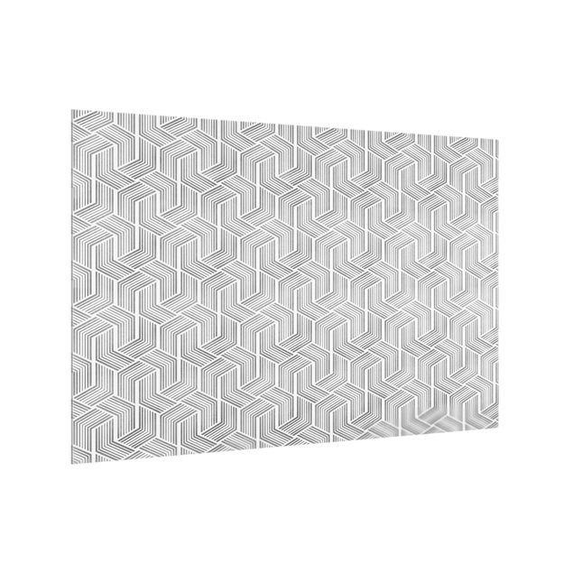 Spatscherm keuken 3D Pattern With Stripes In Silver