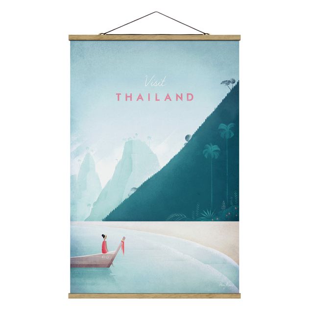 Stoffen schilderij met posterlijst Travel Poster - Thailand