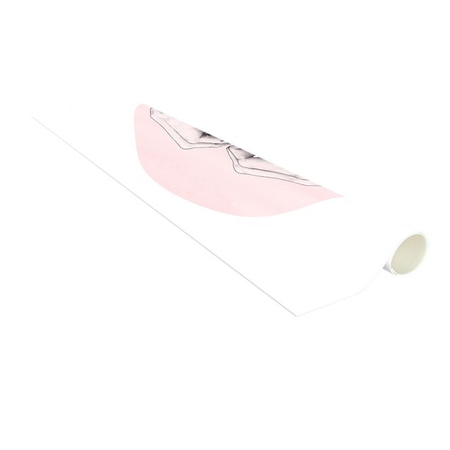 Groot vloerkleed Illustration Heart Hands Circle Pink White