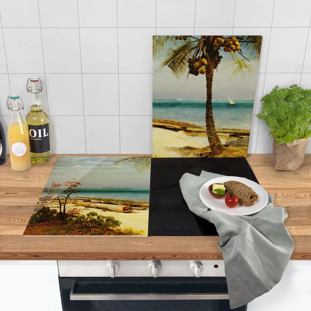 Kookplaat afdekplaten Albert Bierstadt - Tropical Coast