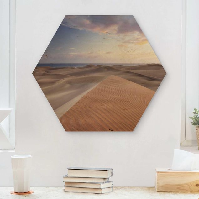 Hexagons houten schilderijen View Of Dunes